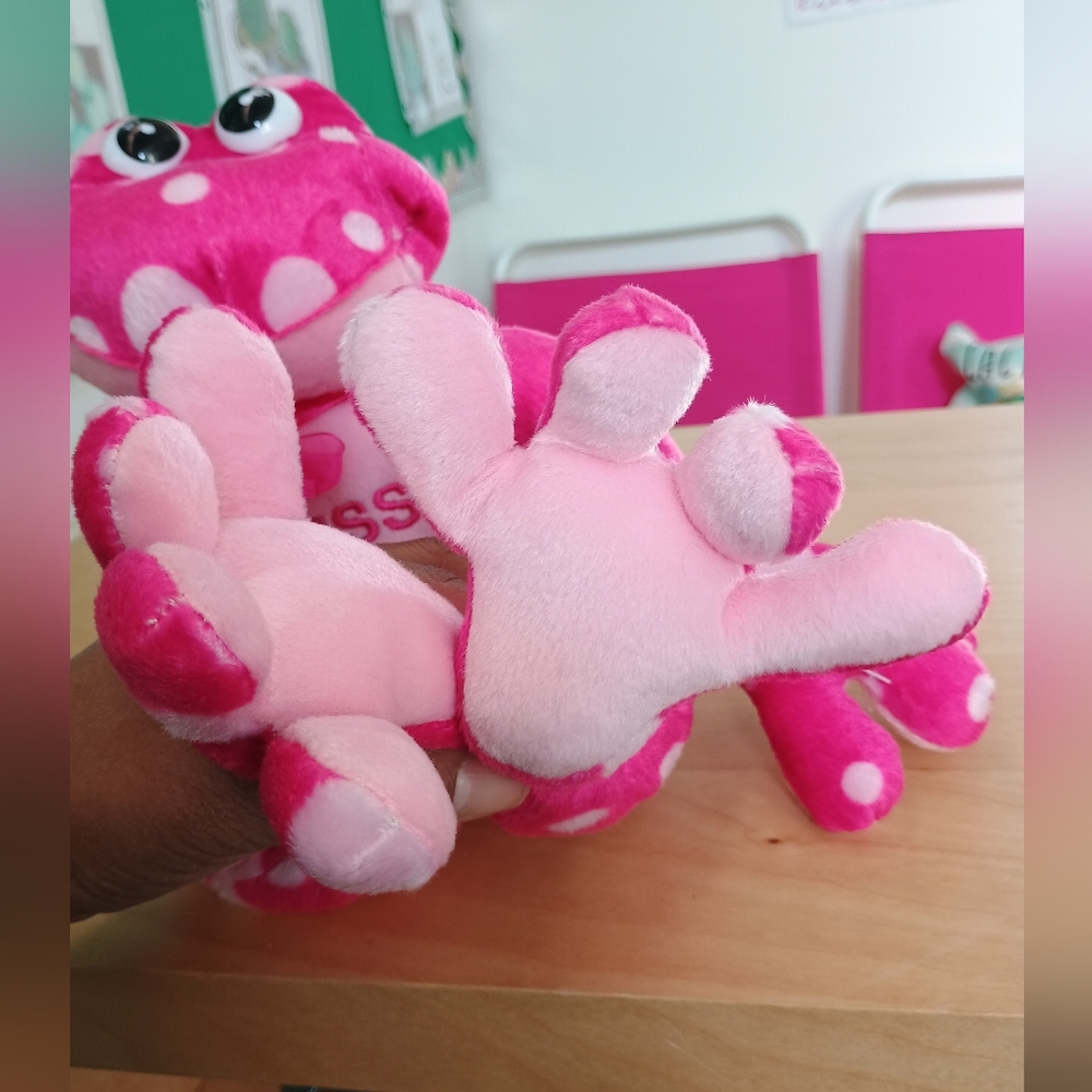 Burton Burton Kiss Me long legs & Arms polka dot Sitting pink plush frog ๐ธ 13in - Picture 8 of 16